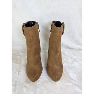 Womens Brown‎ Suede Ankle Boots Stiletto Heel Buckle Detail Size 8